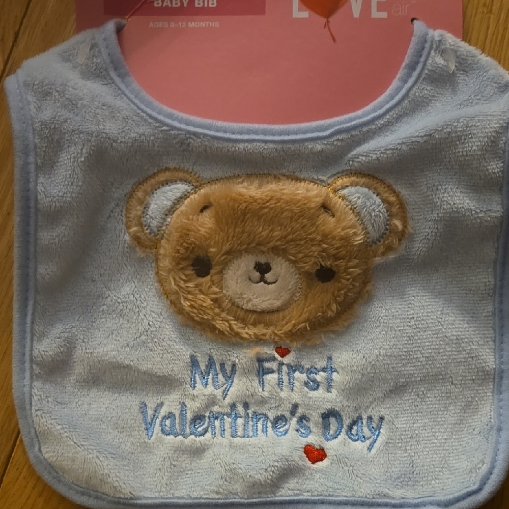 Blue Baby Bib with Bear Design